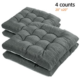 SEKUMDAN Outdoor Indoor Chair Cushions 20"x20" - Patio Furniture Cushion Set of 4 Comfortable Non-Slip Seat Pads Cover for Wicker Adirondack Deck Rocking Metal Chairs Universal Fit (4, Grey)