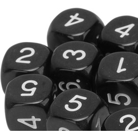 20 Pcs Black 6 Sided Number Dice, Round Corner Polyhedral Dice, Polyhedral Dice Role Playing Dice for Numeral Teaching Board Games, DND RPG Wow Table Games (16mm)