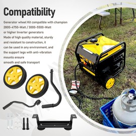 MWEDP 40065 Generator Wheel Kit for Champion 2800-4750-Watt / 3000-5500-Watt or Higher Inverter Generators with Folding Handle and Never-Flat Tires