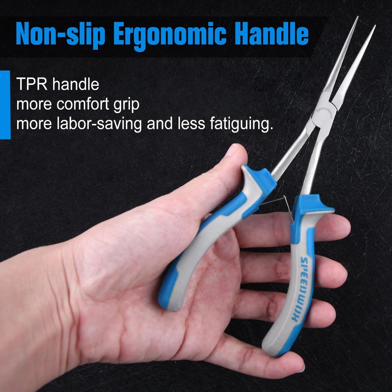 SPEEDWOX 2PCS Long Reach Needle Nose Pliers Set Long Nose