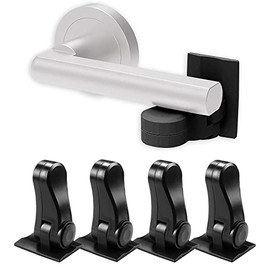 4 pieza Seguro Puerta Niño, Seguro para Palanca de Puerta a Prueba de Niño, Interruptor oculto, difícil de desbloquear para los niños, fácil de instalar y usar, no requiere perforaciones.(Negro)