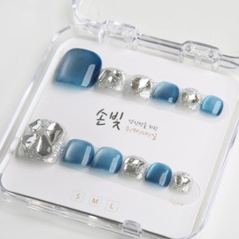Sonbit handmade magnet blue silver handmade paddy tip ice blue shard P13, 1 piece, ice blue shard S / 손빛 수제 자석 블루 실버 핸드메이드 패디팁 아이스블루샤드 P13, 1개, 아이스블루샤드 S