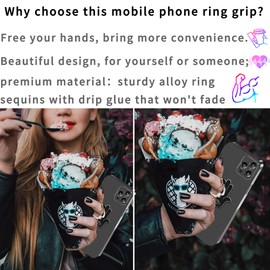 TACOMEGE Hand Phone Grip Holder, Evil Eye Phone Ring Stand Compatible with Smartphone, Tablet, E-Reader, Etc (PHGR-BK)