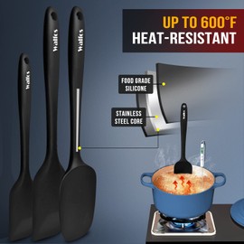 Walfos Mini Silicone Spatula Set of 3（600°F), Heat Resistant small Kitchen Silicone Spatulas, Strong Steel Core and One-Pieces Seamless Design, for Cooking Mixing & Baking,BPA Free & Dishwasher Safe