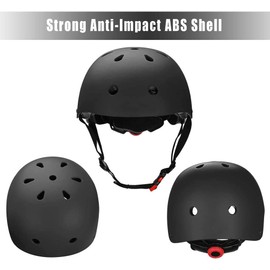 Adjustable Helmet for Ages 5-16, Protective Gear Set with Elbow, Knee & Wrist Pads for Kids, Boys, Girls, Include Skateboarding, Bike Riding, Scooter, Inline Skating (Black)