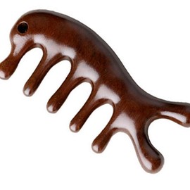 ALLPin (Daol) Birch wood gua sha stick fish-shaped skin massage / (다올)박달나무 원목 괄사 스틱 물고기모양 피부 마사지