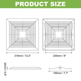 PATIKIL 12x12 Inch Bathroom Exhaust Fan Cover, ABS Plastic Fan Grille Air Conditioning Vent Cover with Springs for Ceiling or Exhaust Fans Home Office Bathroom Kitchen Ventilation