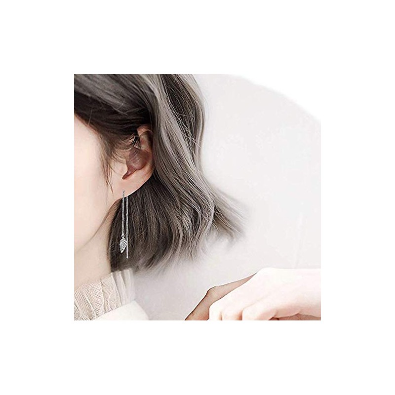 Iszie 925 Sterling Silver Feather Leaf Chain Threader Dangle Pull