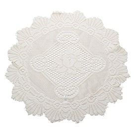 Pair of Monica Lace Round Doilies 100% Polyester Traditional Floral Large Mat Doyleys 20" (Cream)