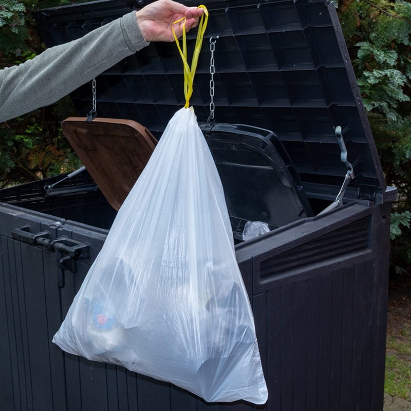 30 L White Bin Liners with Drawstring (30 L, White,