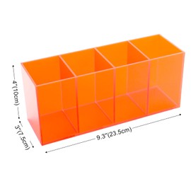 HappyDino Pen Holder for Desk Neon Acrylic Pencil Holder Cup Makeup Brush Storage Organizer for Vanity, Neon Orange