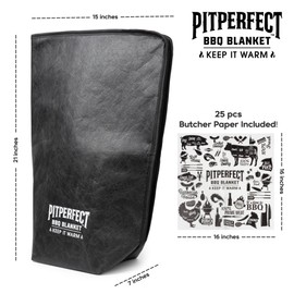 BBQ Blanket for Resting Meat - 21" Multi-Layer Insulated Barbeque Rest Bag with 25 Sheets of Food-Grade Butcher Paper - Leakproof Stitchless Barbecue Wrap for Brisket, Pulled Pork, Turkey, Chicken