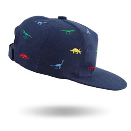 PEECABE Kids Baseball Hat Novelty Flat Brim Toddler Sun Hat Boys Girls Trucker Cap Spring Summer (Dinosaur Navy, 1-2T)