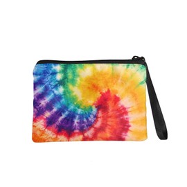 GIFTPUZZ Cute Coin Purse for Women Microfiber Fleece Portable Wristlet Pouch Change Cards Holder Zip Wallet, Tie-dye Style, Once Size