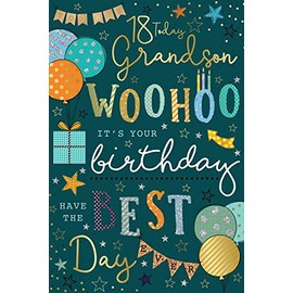 18 Today Grandson 18th Balloons & Gifts Design Happy Birthday Card Lovely Verse