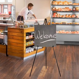 Mutualsign 2 Packs Easel Stand for Display Easels for Signs Black Easel Floor Tripod Standing Poster Easel, Lightweight Metal Portable Welcome Board Stand, Base 63" Max, Supports 5 pounds