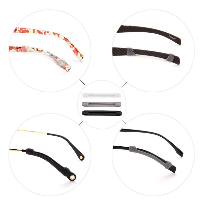 YR Soft Silicone Eyeglasses Temple Tips Sleeve Retainer, Anti-Slip Elastic
