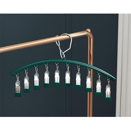 Legging Organizer for Closet, Metal Yoga Pants Hanger w/Rubber Coated 1 Pack w/10 Clips Hold 10 Leggings, Hangers Space Saving Hanging Closet Organizer for Closet Organizers and Storage blackish green