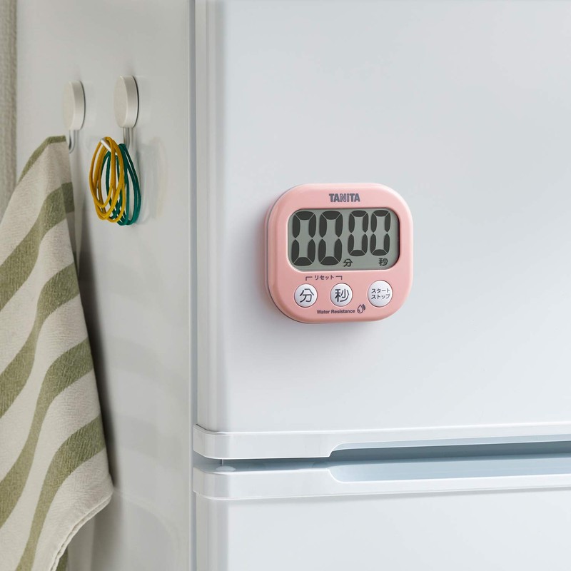Tanita Dekamie Timer TD426PK Kitchen Timer, Washable, Pink, 3.3 x