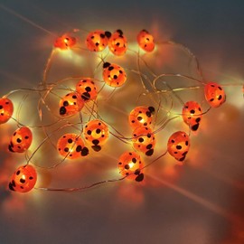 WONFAST Ladybugs Fairy String Lights, 9.8ft 30LED Ladybug Silver Wire String Lights Bttery Operated Indoor Outdoor Decorative Light for Garden Patio Bedroom Birthday Party Wedding Christmas (Red)