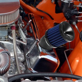 A ABSOPRO Motorcycle Air Filter Universal 28 mm to 48 mm Air Filter Blue Black