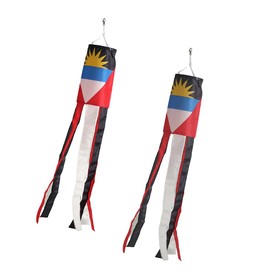 Antigua Antiguans Flag WindSock 2 Pack Stripes Wind Socks For Yard And Garden Flag,Front Porch Hanging Waterproof Suitable For Every Season,40Inch.