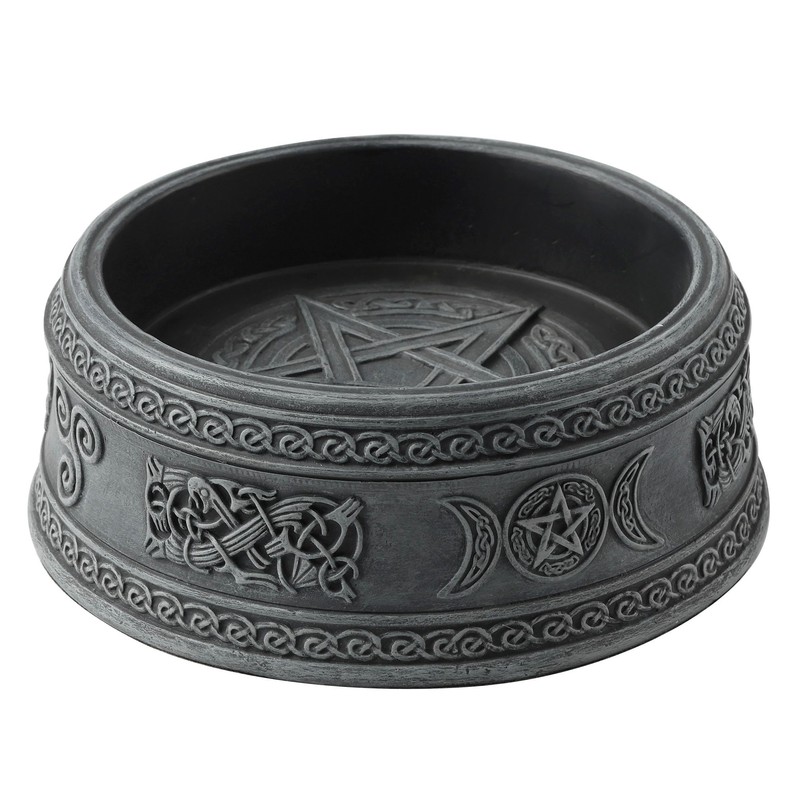Veronese Design 5 1/2 Triple Moon Pentagram Round Container Resin