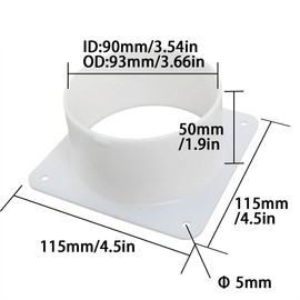 ZRM&E Plastic Air Duct Connector Flange Panel 4" Dryer Vent Wall Plate Plastic Duct Connector Flange for Ventilation Straight Pipe, Wall and Ceiling