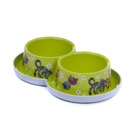 H136 Plastic Double Bowl 2 x 350 ml Trendy Green