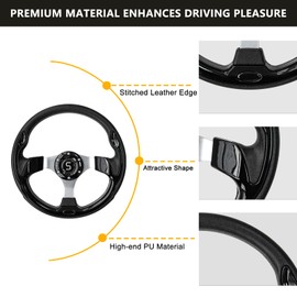 Shu-Ran Golf Cart Steering Wheel, 12.5"/320mm Universal Club Car Steering Wheel for Club Car DS and Precedent EZGO RXV & TXT Yamaha Most Golf Cart (Style 2)