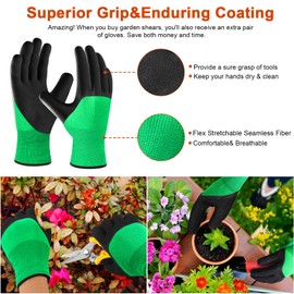 4 Pack Garden Shears Scissors,Pruning Shears, pruning shears for gardening Stainless Steel Blades, Gardening Clippers Hand Pruner With a Gardening Gloves((Red Yellow Blue Orange)