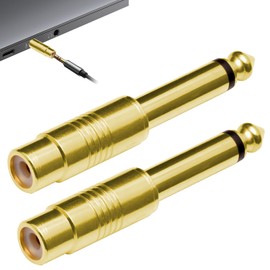 Greacesrio 2pcs Stereo Jack 6.35mm to RCA Male Adapter Female RCA to 6.35mm Jack Mono Audio Male Gold Plated for Electric Guitar Amplifier Mixer