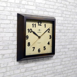 Santeru QL696-AN Square Wall Clock, Antique Brown, Made in Japan