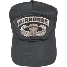 Hnp  Airborne W/Jump Wings HAT - Black Golf - Veteran Family Owned Business