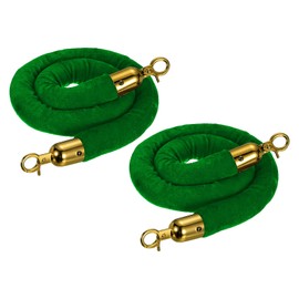 sourcing map Velvet Stanchion Rope 3.28 Ft/1 M, Barrier Rope Velvet Carpet Ropes with Snap Hooks for Posts Stands Queue Divider Crowd Control, Green Golden Pack of 2