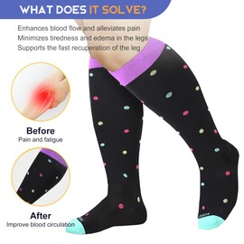 LEVSOX Wide Calf Compression Socks for Women Men Plus Size 15-20 mmHg Extra Large Knee High Support Sock for Nurses Pregnant Travel