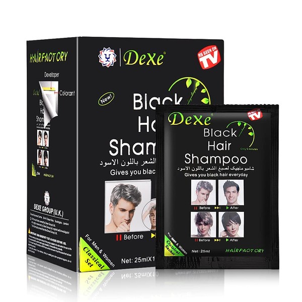 Dexe Instant Black Hair Shampoo, Hair Dye Shampoo for Men