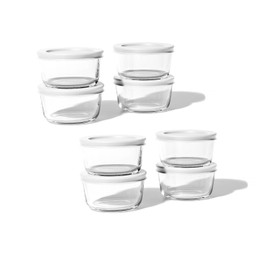 DURA LIVING 16-Piece Glass Food Storage Containers Set (8 Containers + 8 BPA-Free Lids) | 1-Cup, Leakproof | Microwave, Freezer, Oven & Dishwasher Safe | Ideal for Meal Prep & Pantry Organization