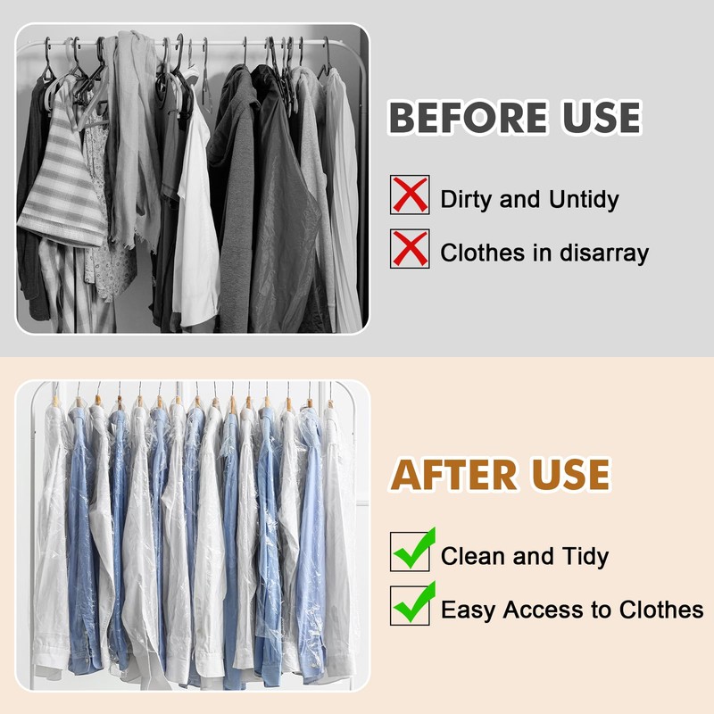 Hejo Pack of 30 Transparent Plastic Garment Covers, 60 x