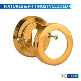XFORT® 2 Pack Standard Escutcheons Polished Brass, Escutcheon Keyhole Cover, Mortice Door Lock Cover for Security and Protection from Key Damage, Durable Escutcheon Plate with Concealed Screws.