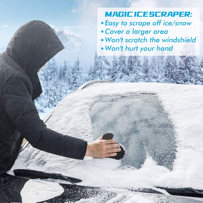 Magical Ice Scrapers for Car Windshield - 4 Pack Round