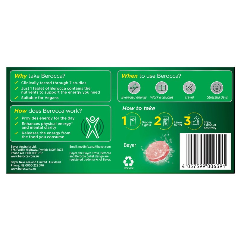 Berocca Energy Vitamin B & C Original Berry Flavour Effervescent