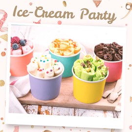 Paper Ice Cream Cups, 50-Pack 11-oz Disposable Dessert Bowls for Hot and Cold, 11-ounce, 5 Pastel Colors
