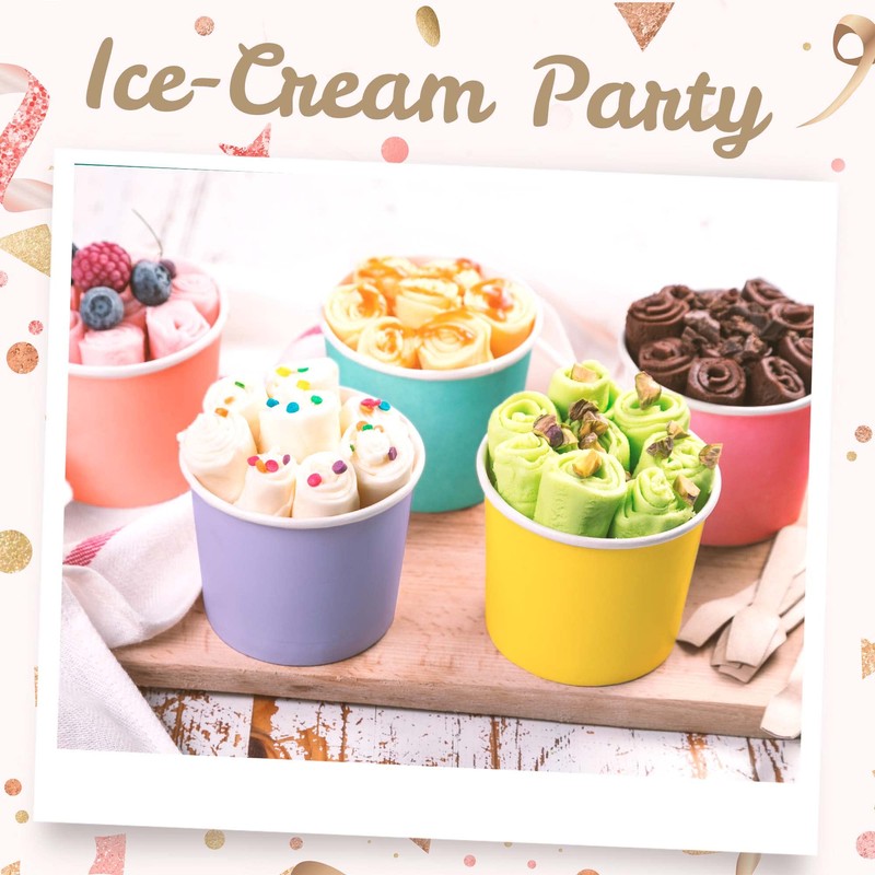 Paper Ice Cream Cups, 50-Pack 11-oz Disposable Dessert Bowls for