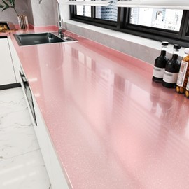 Skyblur Shiny Wallpaper Peel and Stick Glossy Pink Contact Paper for Countertops Waterproof Shiny Glitter Removable Self Adhesive Wall Paper for Kitchen Cabinets Shelves Drawers 23.6"X118"