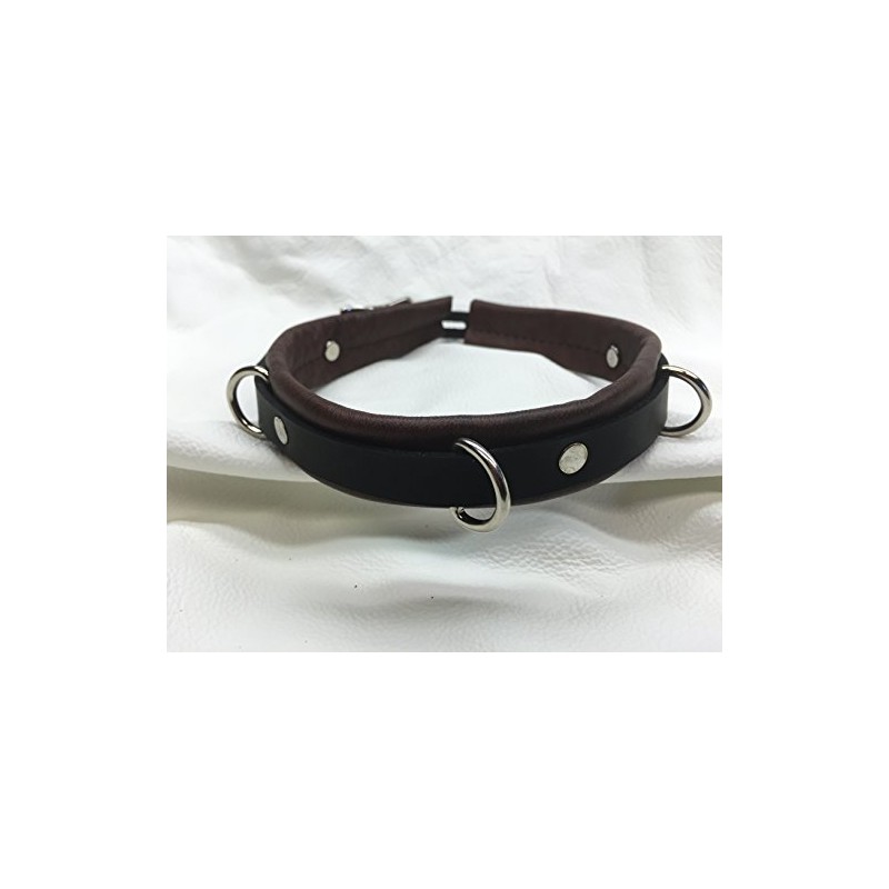 Lockable Black Upholstery Leather Collar with D Rings Comes with