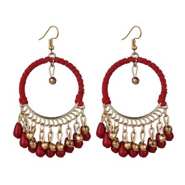 Stocking Stuffers Holiday Outfits for Women 2024 Boho Tassel Hoop Earrings Beaded Tassel Dangle Drop Earrings for Women Bohemian Vintage Fringe Hook Dangling Earrings Jewelry Gifts