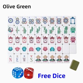 1.26*0.95*0.63 Inch Wholesale Travel Engraved Luxury 160 Set American Mahjong Melamine TilesSize: 1.26*0.95*0.63 Inch, Color: Olive Green