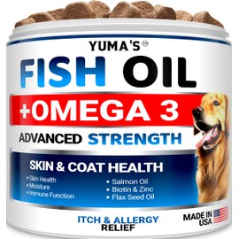 YUMA'S Omega 3 Fish Oil with EPA & DHA - Dog Skin & Coat Supplement - for Dogs USA Made