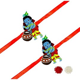 Evisha 2 Krishna Caroon Character Rakhi For Brother | Rakhi For Bhai | Rakhi For Bhaiya | Rakhi For Kids |Rakhi For Sister |Rakhi Combo Kids-5-Two, Metal